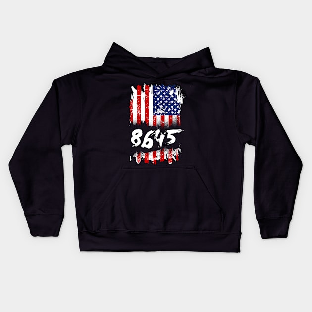 'Distressed Flag Anti Trump 8645' Anti-Trump Protest Gift Kids Hoodie by ourwackyhome